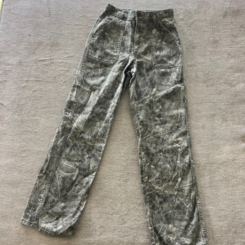Arizona Jean Co Camo Carpenter Pants Grey Branch Camouflage Utility Size 00